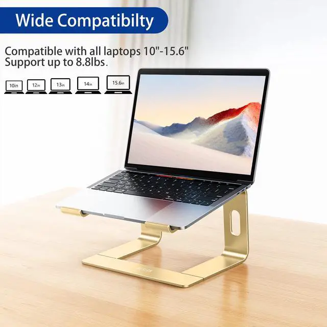 Alt view image 3 of 7 - LS03 Aluminum Laptop Stand, Ergonomic Detachable Computer Stand, Notebook Riser, Laptop Mount Compatible with Air, Pro, Dell, HP, Lenovo More 10-15.6" Laptops, Gold