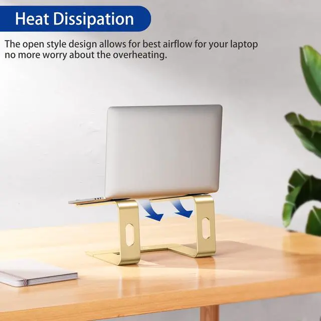 Alt view image 6 of 7 - LS03 Aluminum Laptop Stand, Ergonomic Detachable Computer Stand, Notebook Riser, Laptop Mount Compatible with Air, Pro, Dell, HP, Lenovo More 10-15.6" Laptops, Gold