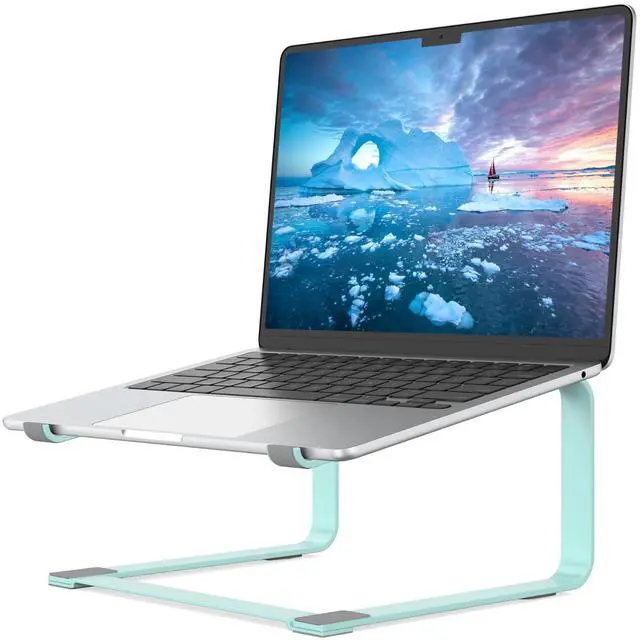 Main image of Laptop Stand for Desk, Ergonomic Metal Computer Riser for 12-17.3 Inch Laptops, Heavy Duty Stable Desktop Holder, Improves Eye Level & Workspace Organization, Blue