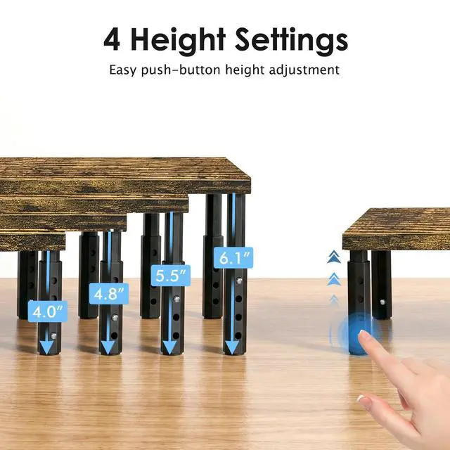 Alt view image 2 of 7 - Adjustable Wood Computer Monitor Stand Riser for Desk, Office Desk Organizer and Accessories for Monitor, Laptop, PC, Printer, Office Desk Accessories Workspace Organizer for Home Office Supplies