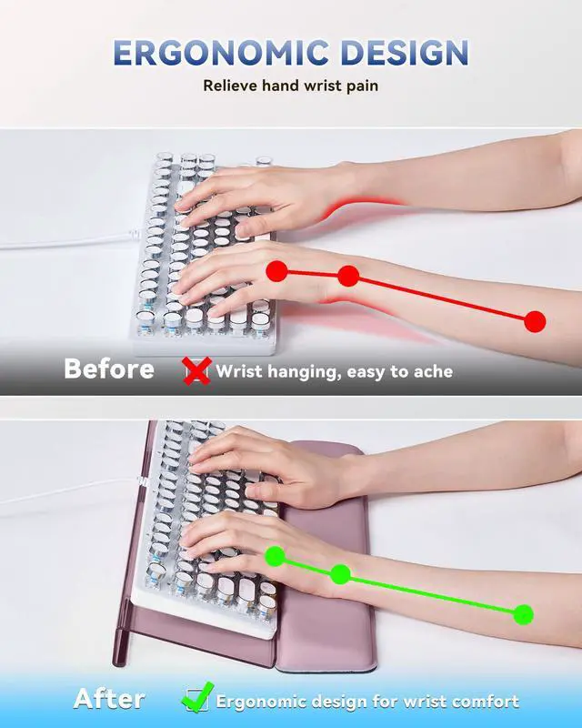 Alt view image 4 of 7 - Computer Keyboard Wrist Rest, Keyboard Riser Stand for Desktop