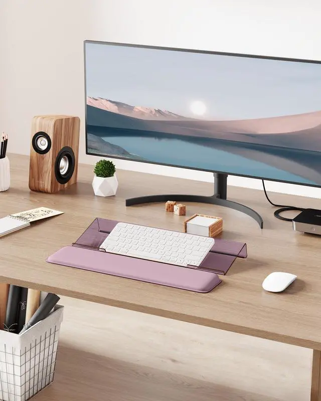 Alt view image 7 of 7 - Computer Keyboard Wrist Rest, Keyboard Riser Stand for Desktop