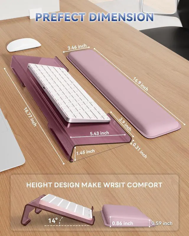 Alt view image 3 of 7 - Computer Keyboard Wrist Rest, Keyboard Riser Stand for Desktop
