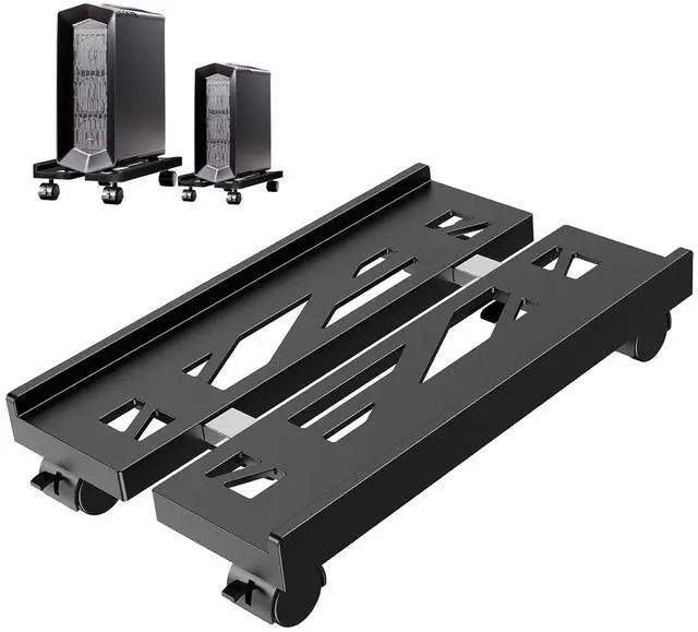 Main image of Pc Stand for Floor, Adjustable Computer Tower Stand for Carpet,Mobile CPU Stand with 4 Rolling Caster Wheels, PC Tower Stand Fits Most PC Under Desk-D-Black