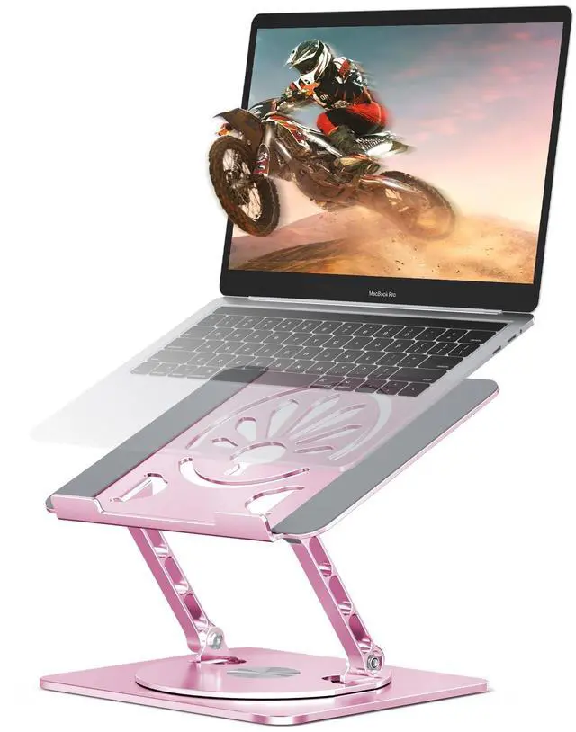 Main image of Adjustable Laptop Stand for Desk-360° Rotating Foldable Laptop Holder Ergonomic Laptop Riser for MacBook Pro/Air Dell HP Lenovo Notebook up to 16",Pink