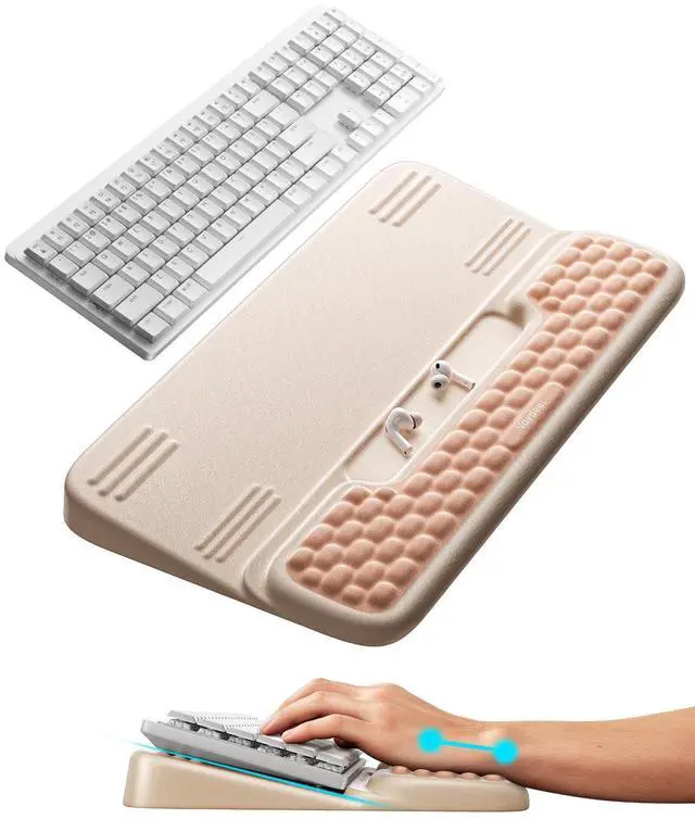 Main image of Keyboard Stand with Wrist Rest, Gaming Wrist Support Pad, Ergonomic Hand Rest Arm Soft Memory Foam for Palm Typing Comfort, Tilt Keyboard Riser Holder Lift Computer Desk Accessory Office Home