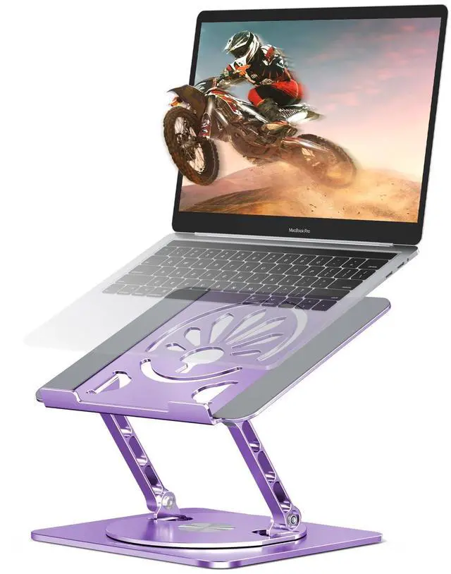 Main image of Adjustable Laptop Stand for Desk-360° Rotating Foldable Laptop Holder Ergonomic Laptop Riser for MacBook Pro/Air Dell HP Lenovo Notebook up to 16",Purple
