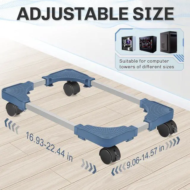 Alt view image 2 of 7 - Mobile CPU Stand Adjustable PC Stand Fits Most PC Towers, Blue