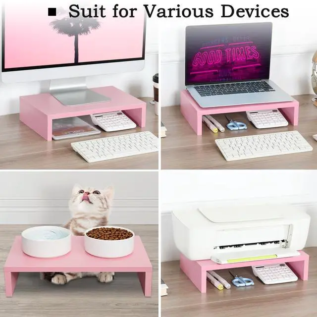 Alt view image 6 of 7 - Pink Monitor Stand Riser - 2 PackS, Wood