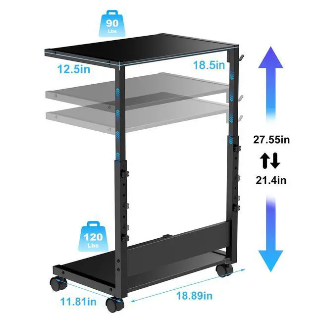 Alt view image 3 of 7 - Computer Tower Stand, Height-Adjustable PC Stand