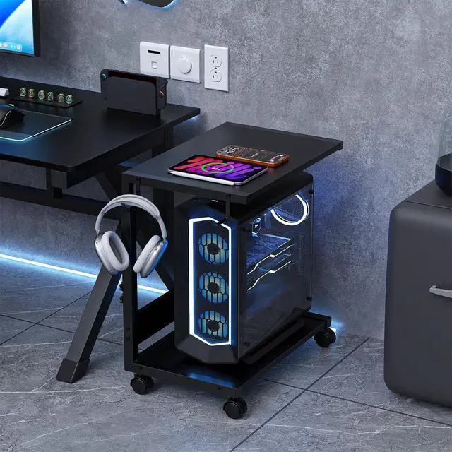 Alt view image 5 of 7 - Computer Tower Stand, Height-Adjustable PC Stand