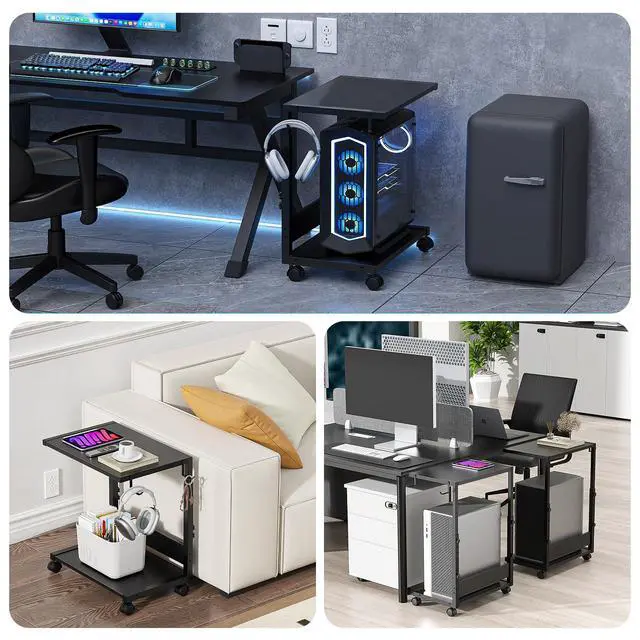 Alt view image 6 of 7 - Computer Tower Stand, Height-Adjustable PC Stand