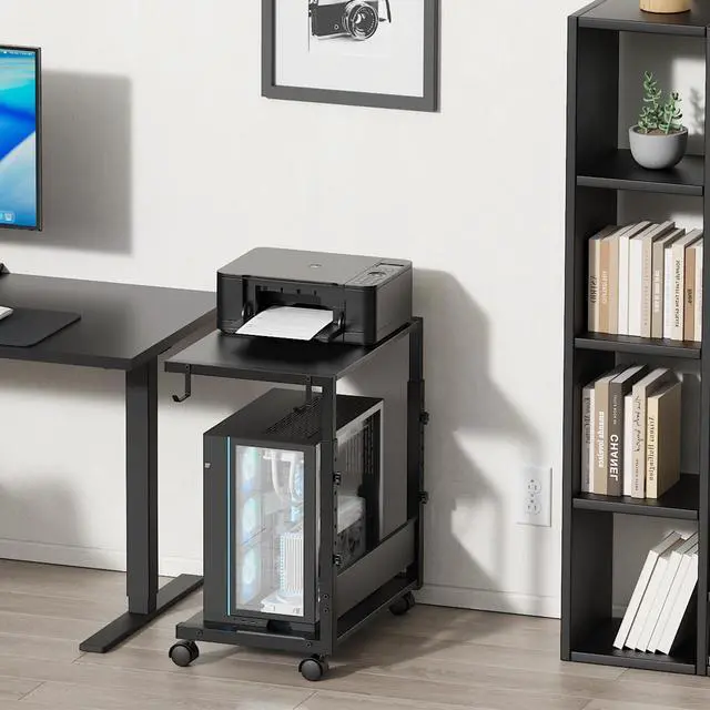 Alt view image 7 of 7 - Computer Tower Stand, Height-Adjustable PC Stand