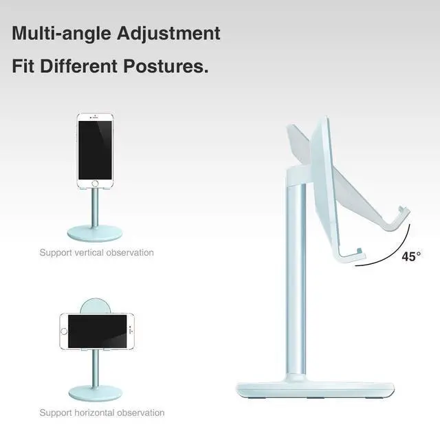 Alt view image 5 of 6 - Phone Stand for Desk, Adjustable Cell Phone Holder for Desk, Compatible with 4"-12.9" Phones/Tablet/iPhone/iPad/Switch (Blue)