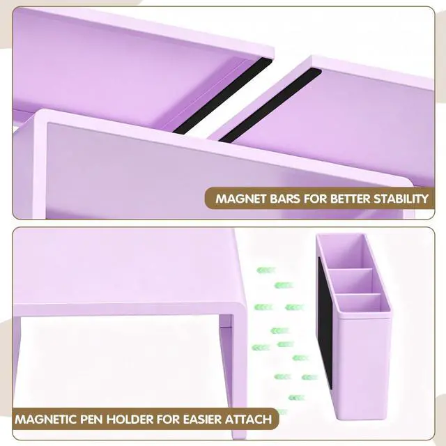 Alt view image 5 of 7 - Dual Monitor Stand Riser with Drawer, Desk Organizer and Accessories, Monitor Stand for Desk, Desktop Stand for Computer, Laptop, TV and More (Purple)