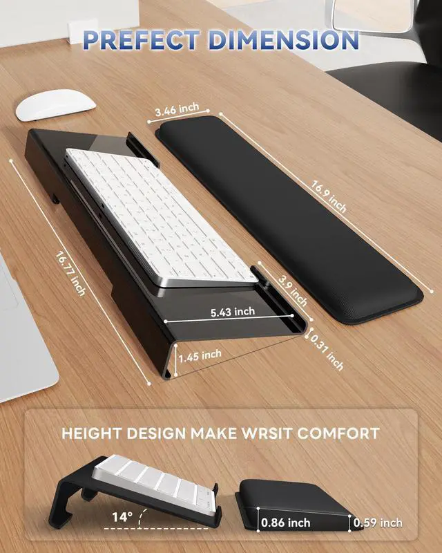 Alt view image 6 of 7 - Computer Keyboard Wrist Rest, Keyboard Riser Stand for Desktop