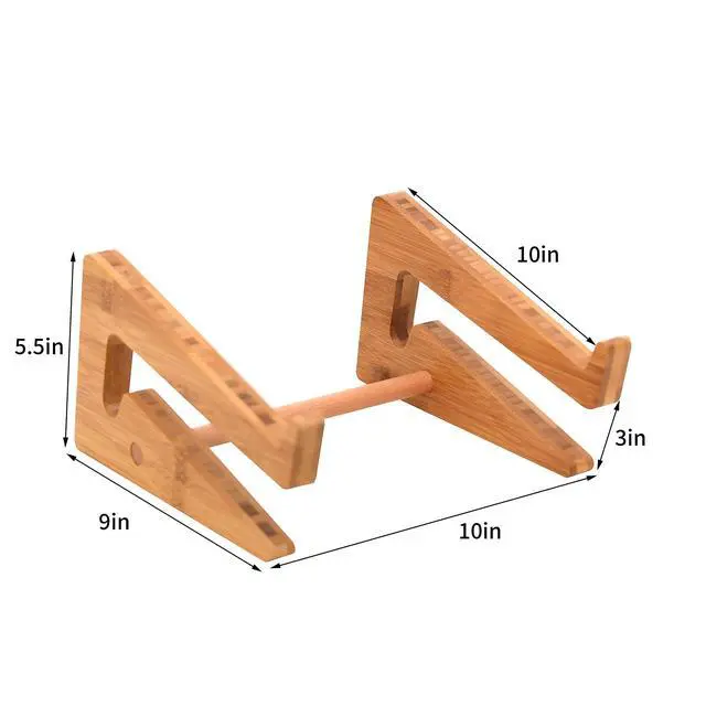 Alt view image 2 of 7 - Nuvograin Laptop Stand, Wooden Vertical Laptop Stand for Desk, Bamboo Laptop Stand Compatible with MacBook Air Pro/Dell XPS/Surface pro/HP/Pixelbook/Lenovo, More Laptops 13-17.7inch
