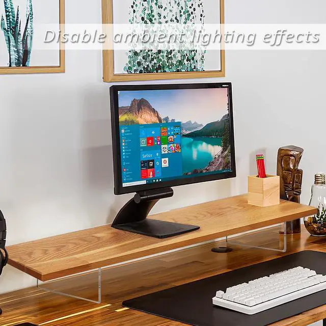 Alt view image 3 of 7 - Monitor Stand Riser,Wood & Acrylic Computer Monitor Stand with LED Light,Desk Accessories Desktop Organizer Stand for Computer,Laptop,Printer,PC & TV Screen Riser