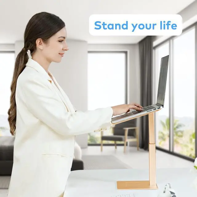 Alt view image 2 of 7 - Laptop Stand for Desk, Ergonomic Aluminum Laptop Stand Adjustable Height from 7-15", Sitting and Standing Laptop Riser for 10-17" Notebook