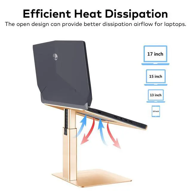 Alt view image 6 of 7 - Laptop Stand for Desk, Ergonomic Aluminum Laptop Stand Adjustable Height from 7-15", Sitting and Standing Laptop Riser for 10-17" Notebook