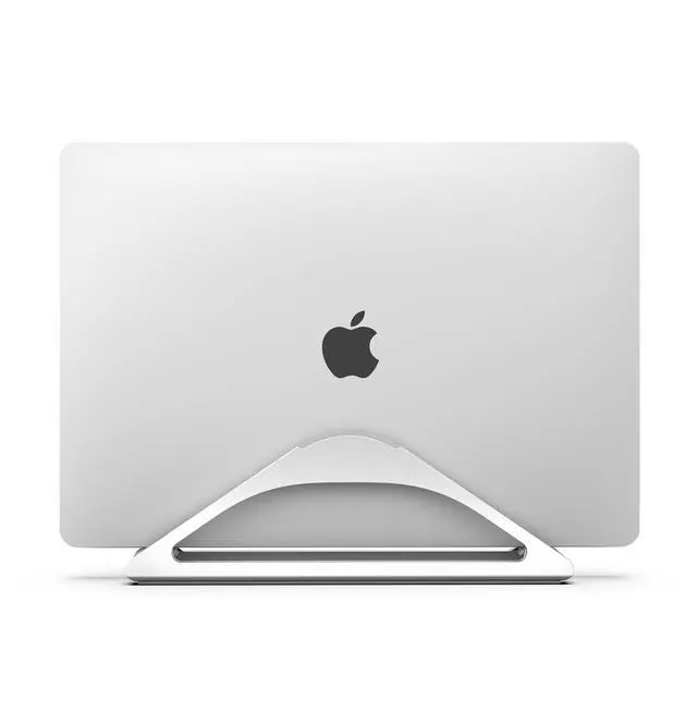 Alt view image 3 of 7 - Vertical Laptop Stand for Desks in Silver Color, Upright Adjustable Holder to Dock Apple MacBook Stand, and Other Laptops to Organize Work & Home Office, Automatic Grip