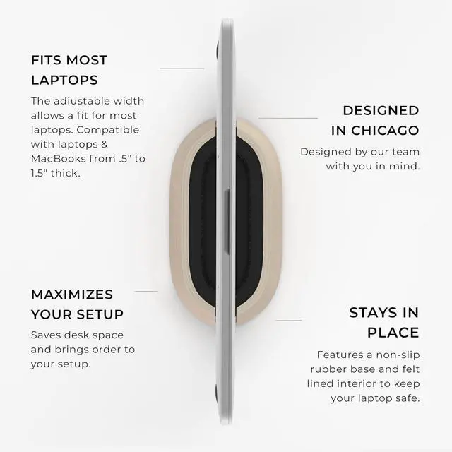 Alt view image 3 of 7 - Vertical Laptop Stand in Maple Wood, Upright Adjustable Holder and Dock, Laptop Vertical Stand Fits MacBook Pro and Other Laptops .5" to 1.5", Clamshell Compatible