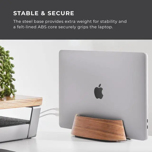 Alt view image 6 of 7 - Vertical Laptop Stand in Maple Wood, Upright Adjustable Holder and Dock, Laptop Vertical Stand Fits MacBook Pro and Other Laptops .5" to 1.5", Clamshell Compatible