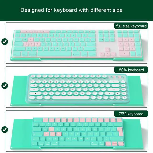 Alt view image 3 of 7 - Computer Keyboard Stand Holder - Ergonomic Acrylic Keyboard Stand for Desktop Comfortable Keyboard Tray Riser with Silicone Anti-Slip Strip for Home School Office Desk Accessory, Green