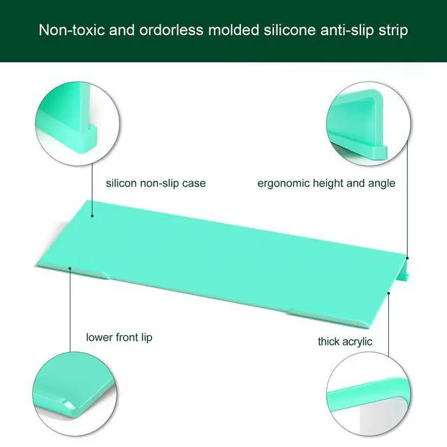 Alt view image 5 of 7 - Computer Keyboard Stand Holder - Ergonomic Acrylic Keyboard Stand for Desktop Comfortable Keyboard Tray Riser with Silicone Anti-Slip Strip for Home School Office Desk Accessory, Green