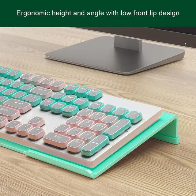 Alt view image 6 of 7 - Computer Keyboard Stand Holder - Ergonomic Acrylic Keyboard Stand for Desktop Comfortable Keyboard Tray Riser with Silicone Anti-Slip Strip for Home School Office Desk Accessory, Green