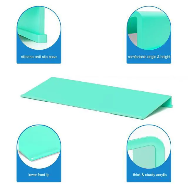 Alt view image 5 of 7 - Comfortable Computer Keyboard Stand - Ergonomic Keyboard Riser Acrylic Tilted Keyboard Holder for Easy Typing&Working at Home Office - Fits All Keyboard Sizes - 17'' Wide (Lake Blue)