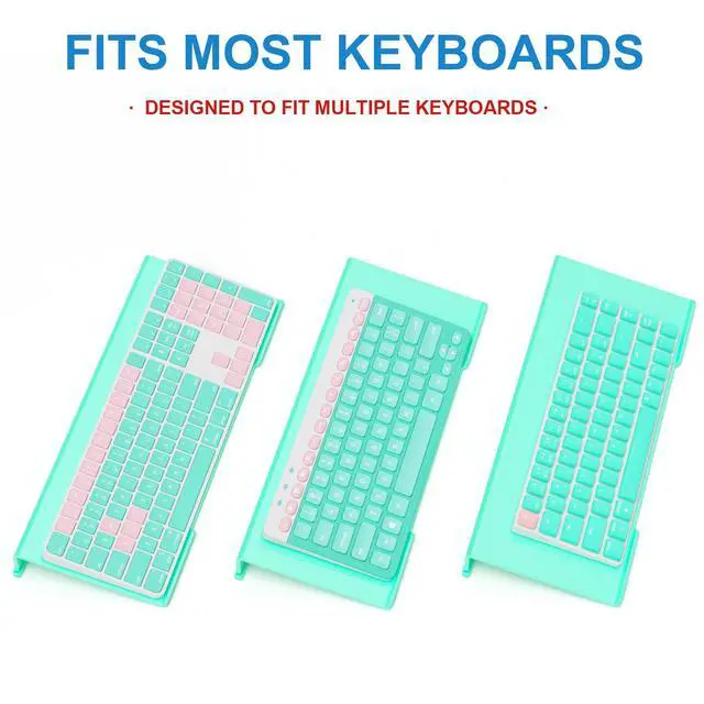 Alt view image 7 of 7 - Comfortable Computer Keyboard Stand - Ergonomic Keyboard Riser Acrylic Tilted Keyboard Holder for Easy Typing&Working at Home Office - Fits All Keyboard Sizes - 17'' Wide (Lake Blue)