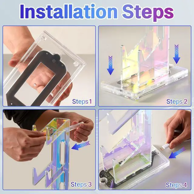 Alt view image 6 of 7 - Game Controller Holder with Light Colorful Acrylic Headphones Stand with 3 Modes 7 Colors USB Charging Port for PS4, PS5, PC Universal Design (3 Tiers with Lights)