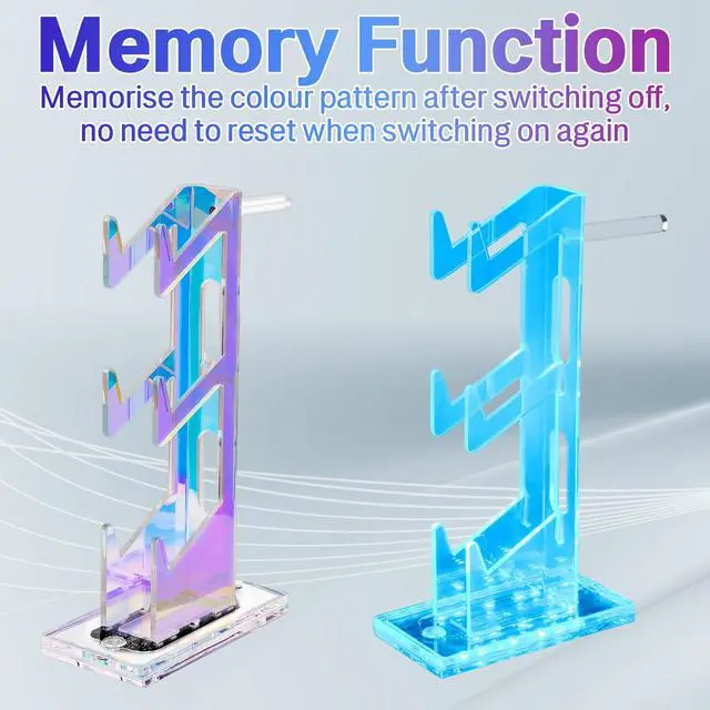 Alt view image 4 of 7 - Game Controller Holder with Light Colorful Acrylic Headphones Stand with 3 Modes 7 Colors USB Charging Port for PS4, PS5, PC Universal Design (3 Tiers with Lights)