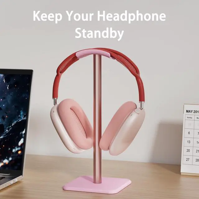Alt view image 2 of 6 - Headphone Stand - Headset Stand with Aluminum Hanger (Pink)
