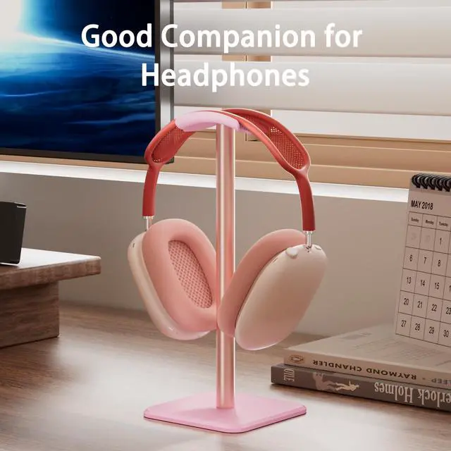 Alt view image 4 of 6 - Headphone Stand - Headset Stand with Aluminum Hanger (Pink)