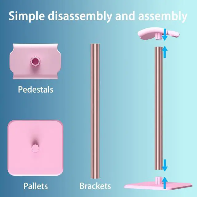 Alt view image 6 of 6 - Headphone Stand - Headset Stand with Aluminum Hanger (Pink)