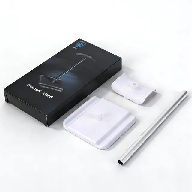 Alt view image 6 of 6 - Headphone Stand, Headset Holder with Phone Holder for Desk Office Gaming, TPU-Padded Headrest, Aluminum Pole, Anti-Slip ABS Base, Universal Earphone Stand, 1 Pack White