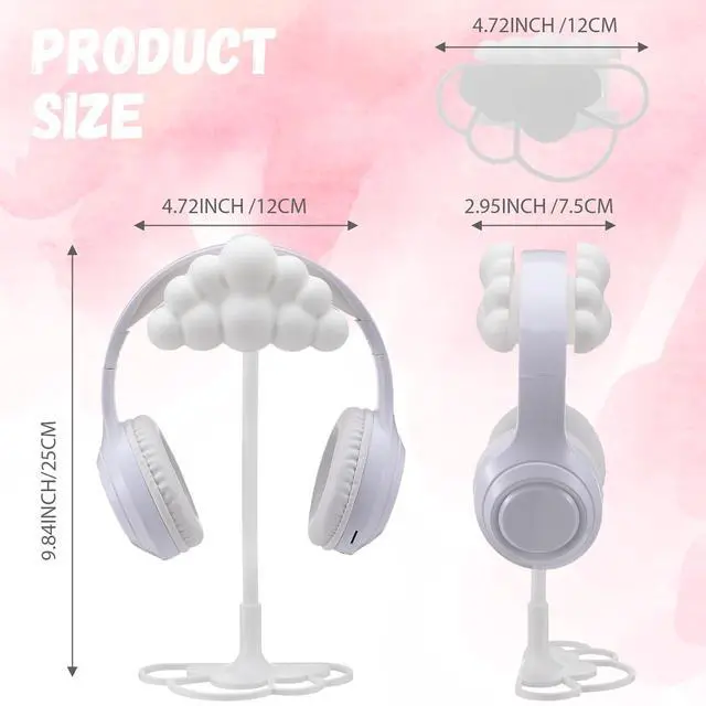 Alt view image 2 of 6 - Cloud Headphone Stand 3D White Cloud Cute Headphone Decor for Gamer Room Office Desk Gaming Gifts for Women Girlfriend Office Worker