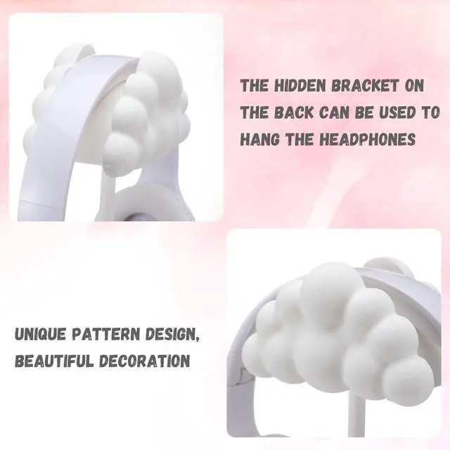 Alt view image 3 of 6 - Cloud Headphone Stand 3D White Cloud Cute Headphone Decor for Gamer Room Office Desk Gaming Gifts for Women Girlfriend Office Worker