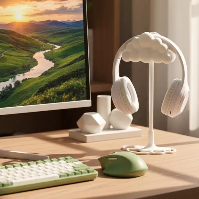 Alt view image 5 of 6 - Cloud Headphone Stand 3D White Cloud Cute Headphone Decor for Gamer Room Office Desk Gaming Gifts for Women Girlfriend Office Worker