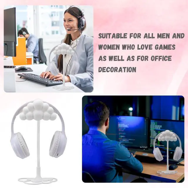 Alt view image 6 of 6 - Cloud Headphone Stand 3D White Cloud Cute Headphone Decor for Gamer Room Office Desk Gaming Gifts for Women Girlfriend Office Worker