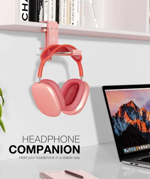 Alt view image 2 of 7 - Foldable Headphone Stand and Hook Aluminum Headset Holder Clamp Mount Under Desk, Universal Fit for Gaming Headphones, Space-Saving Hanger Organizer