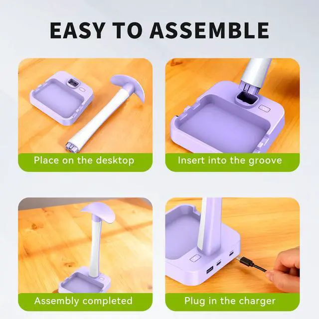 Alt view image 7 of 7 - Headphone Stand with Charger,Gaming Headset stand with RGB Light Mode,For Airpod Max Stand,Desk Lamp,Phone Holder,Tablet Holder,desktop organizer,Gifts for Gamers & Music Lover (Purple)