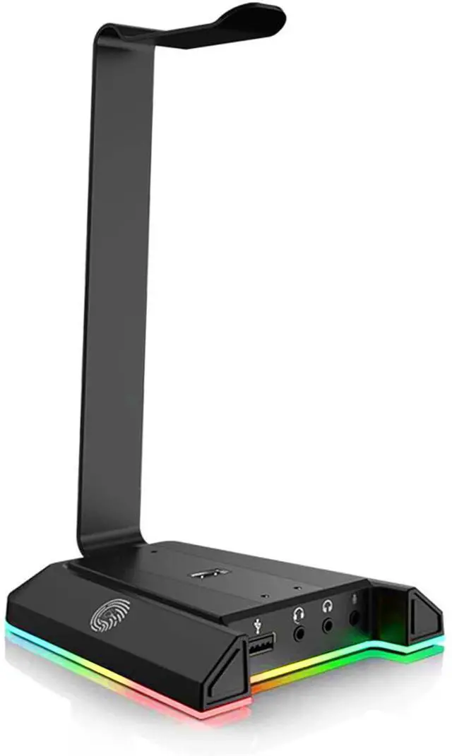 Main image of RGB Headset Stand, Headphone Stands with 7.1 Surround Sound & USB/3.5mm Port, Desk Gaming Headsets Holder with Aluminum Alloy Rod & Non-Slip Rubber Pad, Suitable for Most Gamer Desktop Earphones