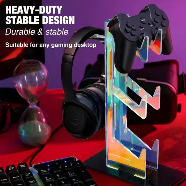Alt view image 2 of 7 - Controller Holder Headphone Stand 3-Tier Iridescent Acrylic Gaming