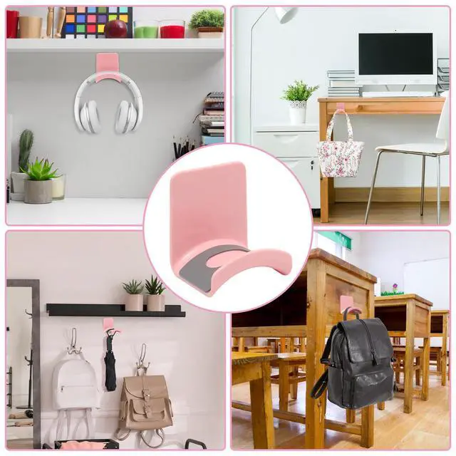 Alt view image 5 of 5 - 1Pcs Pink ABS Plastic Headphone Stand Hanger, Table Wall Mount Headset Holder Hook, Adhesive Earphones Hangers for Desk Headphone Hanger, Most Headphones and Controller