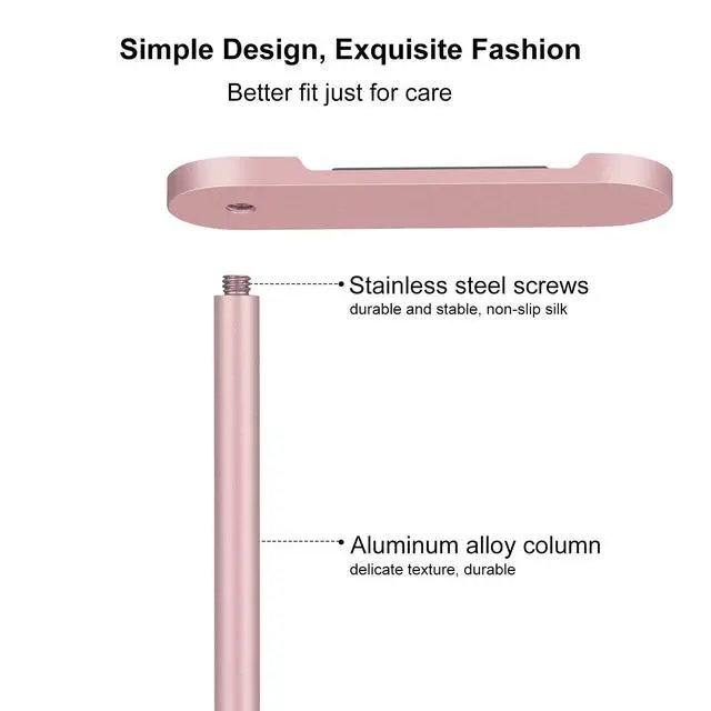 Alt view image 3 of 7 - Headphone Stand Aluminum, Headset Holder with Solid Metal Base for Desk, Compatible with Most Headphones (Rose Gold)