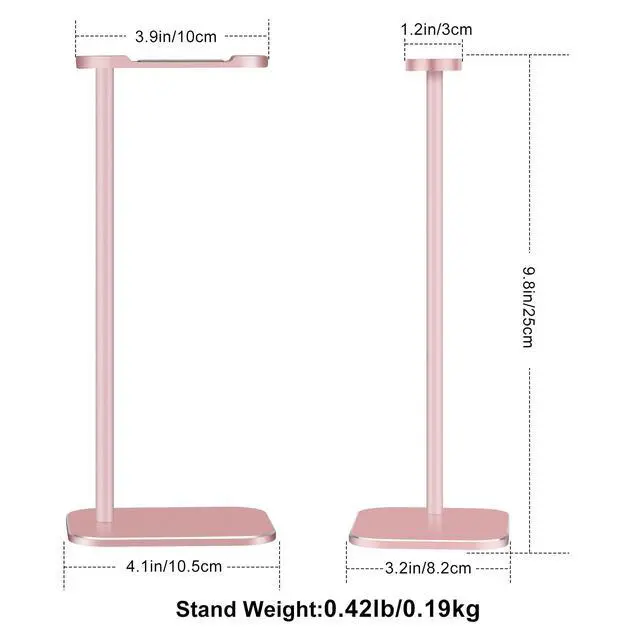 Alt view image 6 of 7 - Headphone Stand Aluminum, Headset Holder with Solid Metal Base for Desk, Compatible with Most Headphones (Rose Gold)