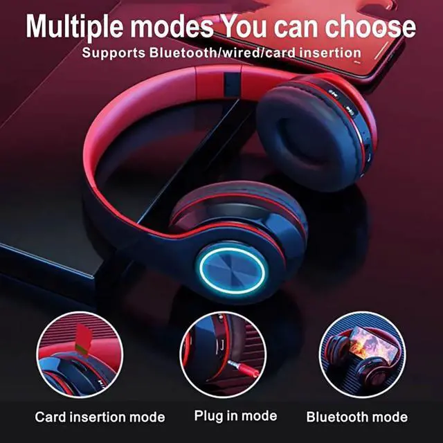 Alt view image 2 of 7 - Wireless Bluetooth Headphones-Colorful Light,Stereo